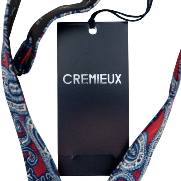 Daniel Cremieux Blue And Red Paisley 100% Silk Self Tie Bow Tie - Picture 4 of 6